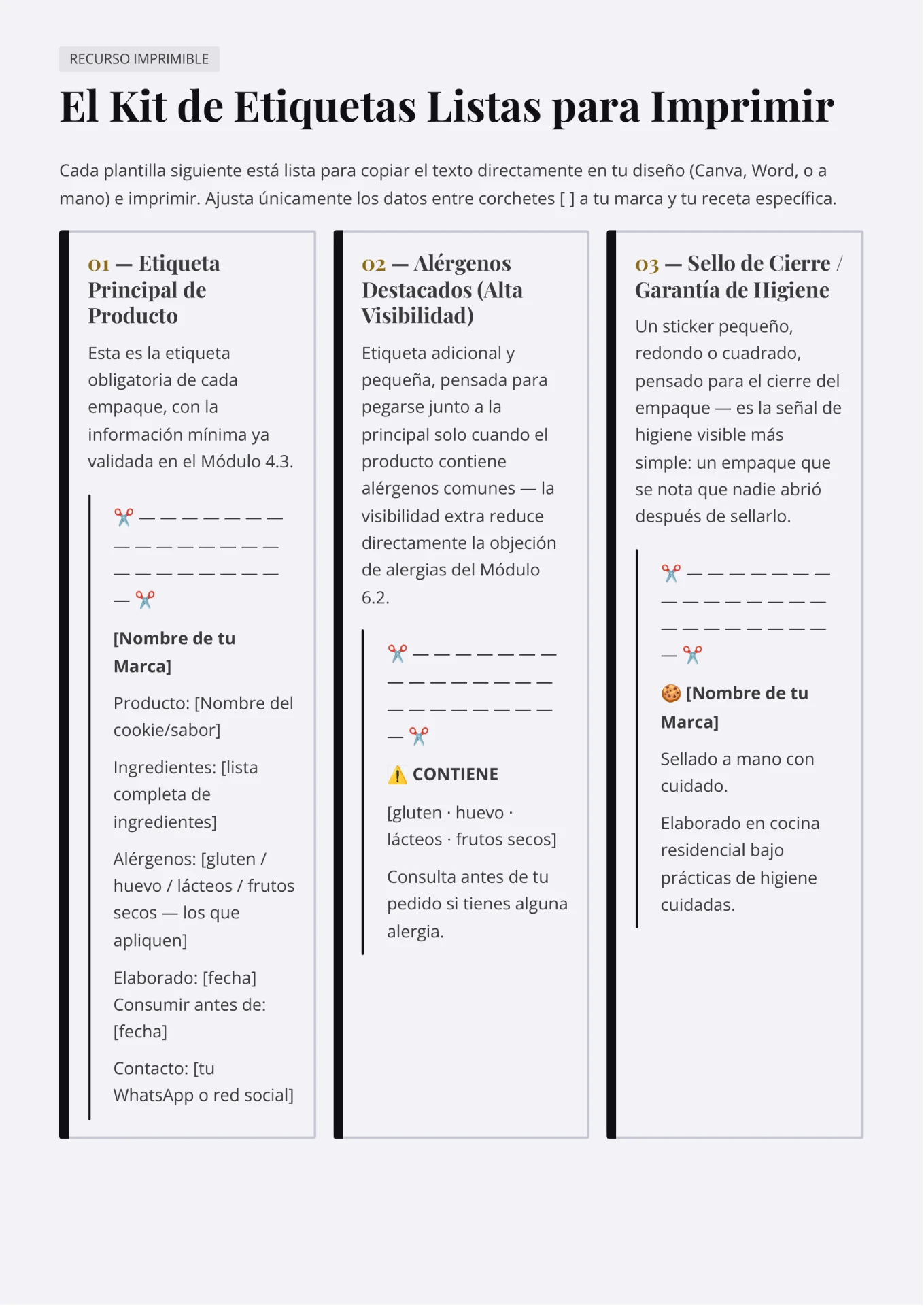 Página real página real del bono 3 · kit de etiquetas
